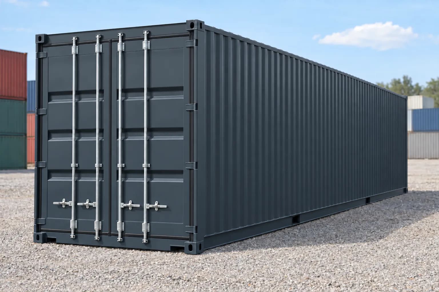 Conteneur 40 pieds High Cube premier voyage gris anthracite RAL 7016