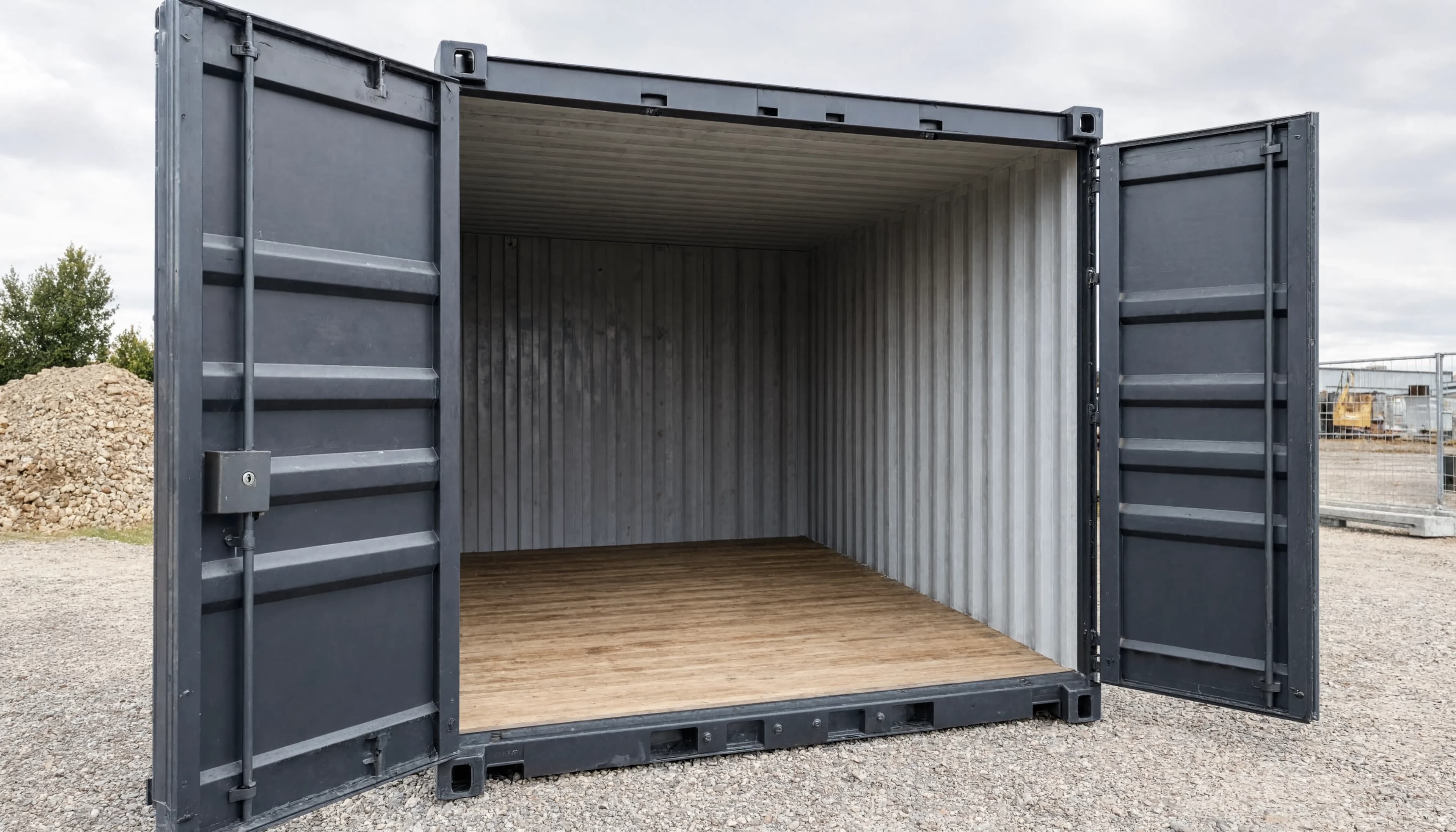 Illustration d’un conteneur de stockage ouvert, avec son plancher et ses parois métalliques