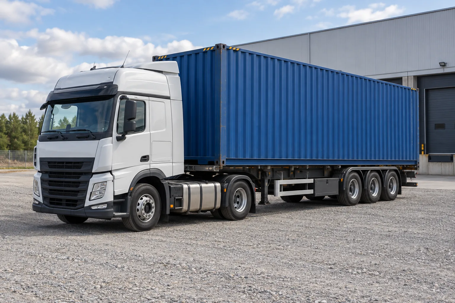 Containertransport: levering, kraan en plaatsing